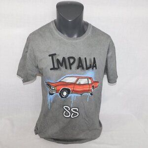 CHEMISTRY Chevy Chevrolet Impala 88 Mens Gray Airbrush Graffiti T Shirt  Mens L